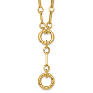14k Polished Fancy Long Link with Circles 17.5 inch Y-Drop Necklace - 0
