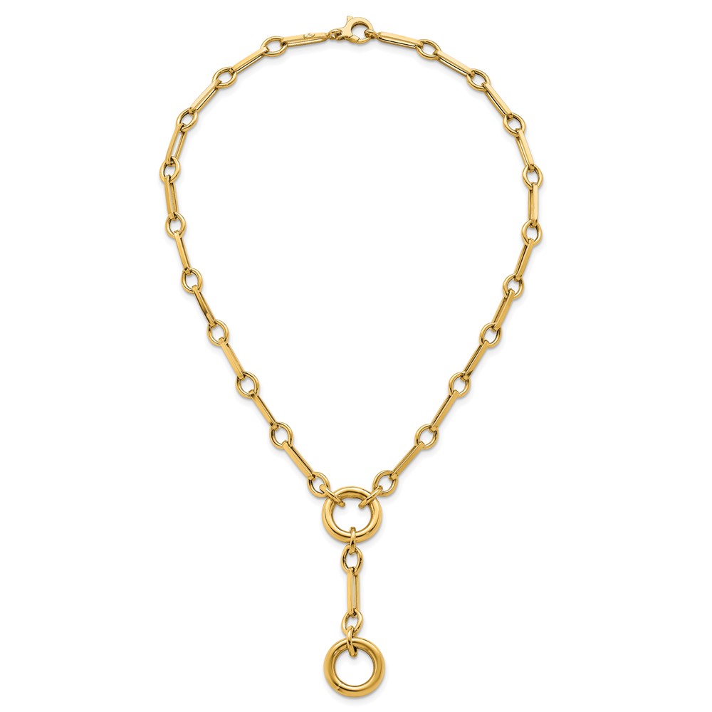 14k Polished Fancy Long Link with Circles 17.5 inch Y-Drop Necklace - 3