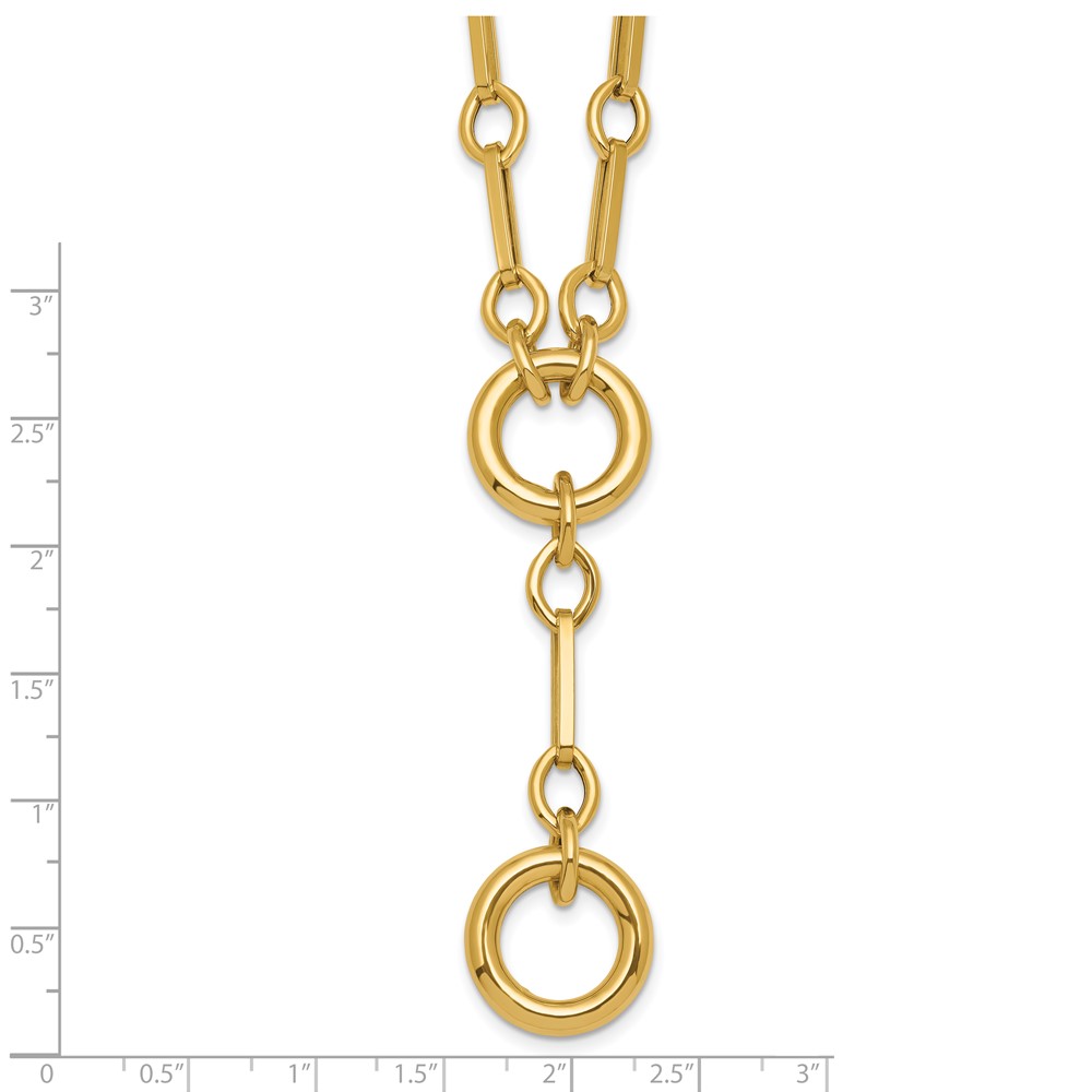 14k Polished Fancy Long Link with Circles 17.5 inch Y-Drop Necklace - 4