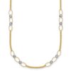 14k Two-tone Polished Oval Links and Faceted Beads 18 inch Necklace - 0