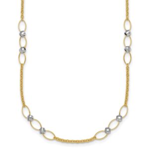 Home 3 14k Two-tone Polished Oval Links and Faceted Beads 18 inch Necklace - 0