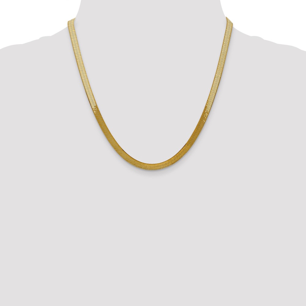 14K 20 inch 5mm Silky Herringbone with Lobster Clasp Chain - 3