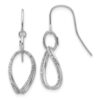 10K White Gold Polished and Textured Shepherd Hook Earrings - 0