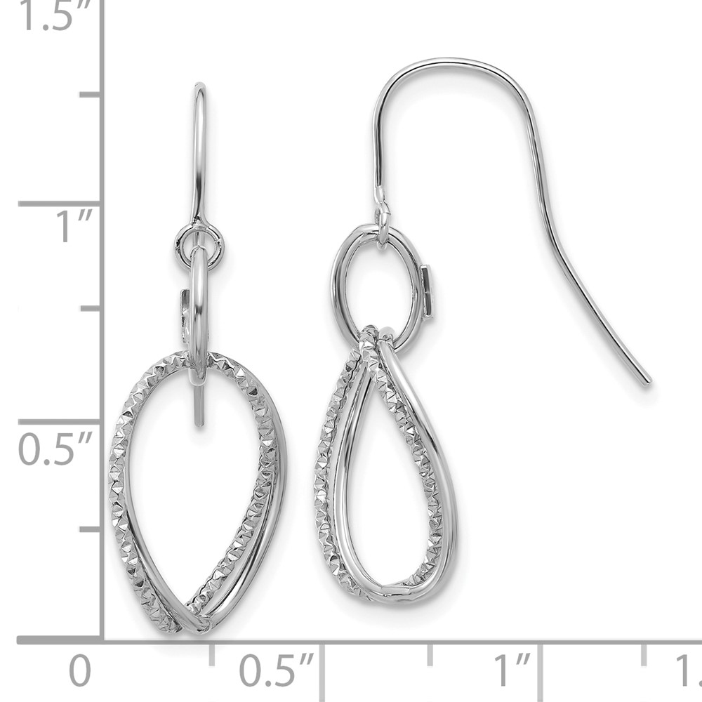 10K White Gold Polished and Textured Shepherd Hook Earrings - 3