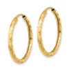 14k 2.5x25mm Polished Faceted Tube Hoop Earrings - 1