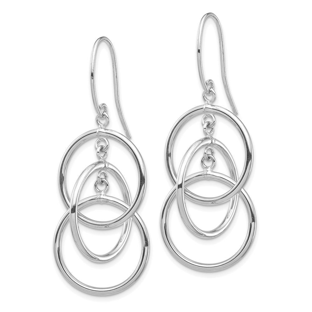 14k White Gold Polished Circles Dangle Earrings - 1 14k White Gold Polished Circles Dangle Earrings - 1