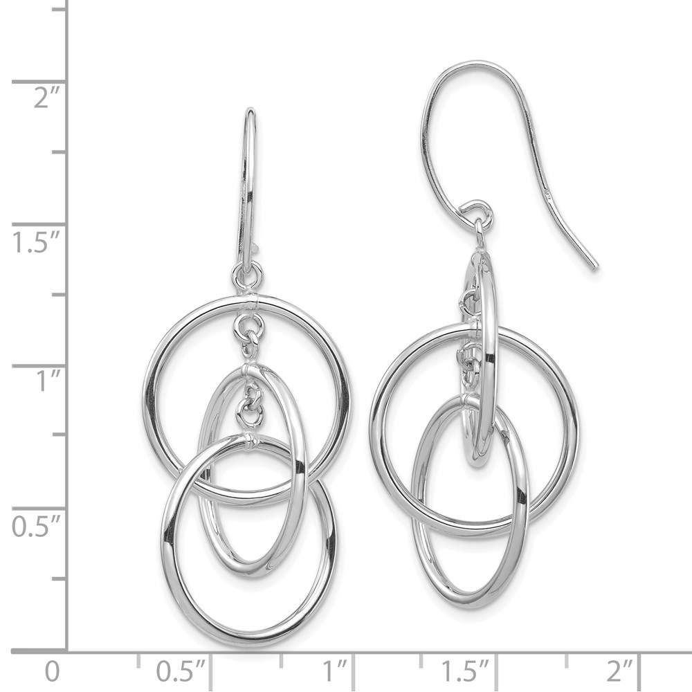 14k White Gold Polished Circles Dangle Earrings - 3 14k White Gold Polished Circles Dangle Earrings - 3