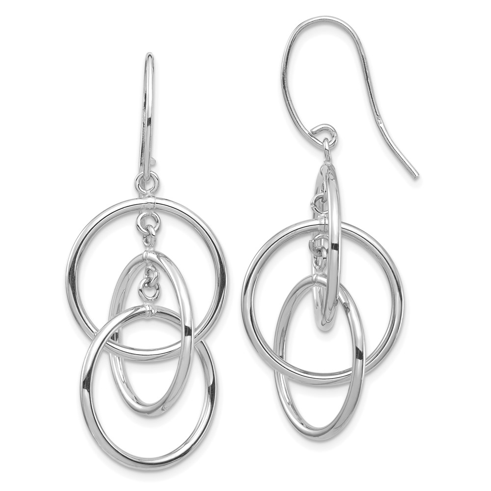 14k White Gold Polished Circles Dangle Earrings - 0 14k White Gold Polished Circles Dangle Earrings - 0