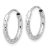 14k White Gold 2.00x16mm Polished and Satin Diamond-cut Endless Tube Hoop Earrings - 1