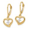 14K Two-tone Polished Cross in Heart Leverback Dangle Earrings - 1