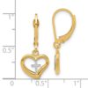 14K Two-tone Polished Cross in Heart Leverback Dangle Earrings - 3
