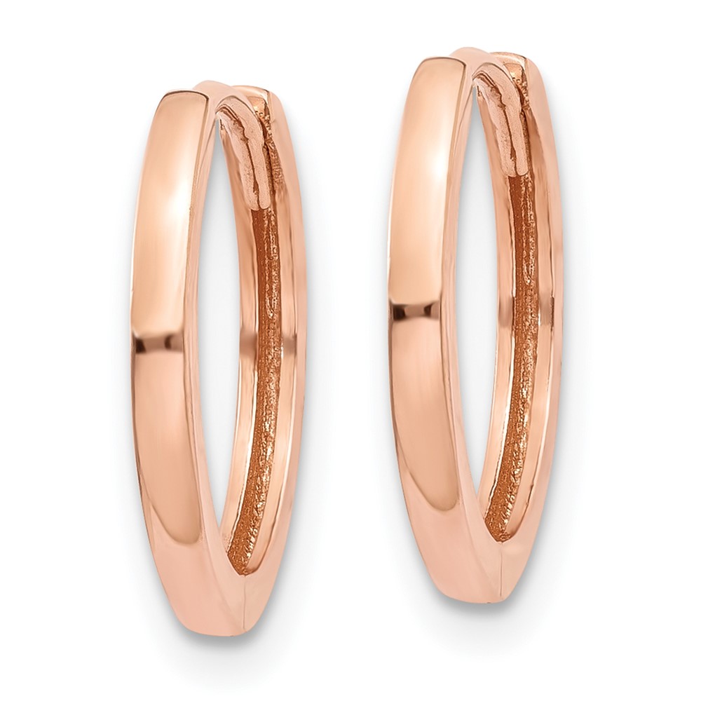 14k Rose Gold Round Hinged Hoop Earrings - 1 14k Rose Gold Round Hinged Hoop Earrings - 1