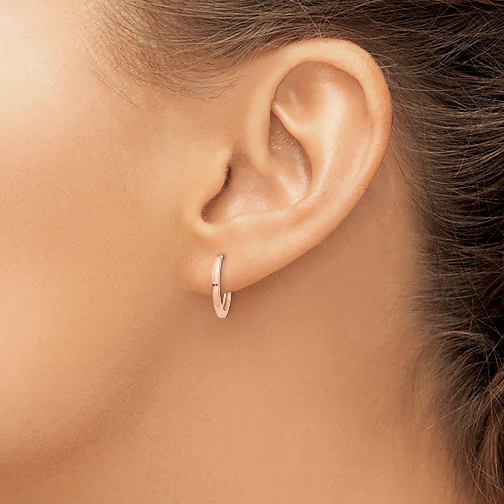 14k Rose Gold Round Hinged Hoop Earrings - 2 14k Rose Gold Round Hinged Hoop Earrings - 2