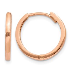 14k Rose Gold Round Hinged Hoop Earrings - 0