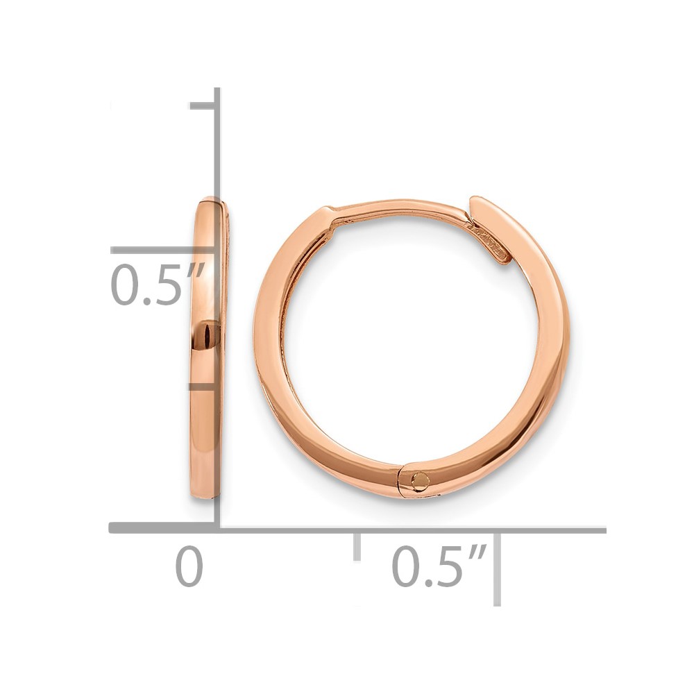 14k Rose Gold Round Hinged Hoop Earrings - 3 14k Rose Gold Round Hinged Hoop Earrings - 3