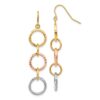 14k Tri-Color Diamond Cut Circle Dangle Earrings - 0
