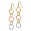 14k Tri-Color Diamond Cut Circle Dangle Earrings - 1