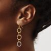 14k Tri-Color Diamond Cut Circle Dangle Earrings - 2