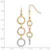 14k Tri-Color Diamond Cut Circle Dangle Earrings - 3