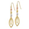 14K Tri-Color Diamond-cut Bead Oval Dangle Earrings - 1