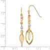 14K Tri-Color Diamond-cut Bead Oval Dangle Earrings - 3