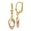 14K Tri-Color Polished Dangle Leverback Earrings - 0