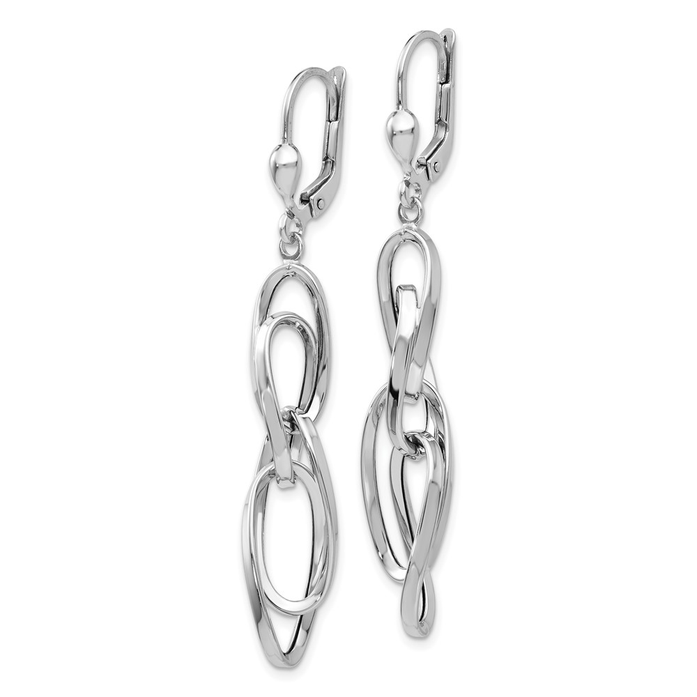 14K White Gold Polished Dangle Leverback Earrings - 1 14K White Gold Polished Dangle Leverback Earrings - 1