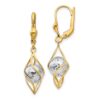 14K Two-tone Polished Diamond-cut Dangle Leverback Earrings - 0