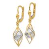 14K Two-tone Polished Diamond-cut Dangle Leverback Earrings - 1