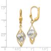 14K Two-tone Polished Diamond-cut Dangle Leverback Earrings - 3