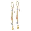 14k Tri-color D/C Triple Heart Dangle Shepherd Hook Earrings - 1