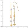 14k Tri-color D/C Triple Heart Dangle Shepherd Hook Earrings - 2