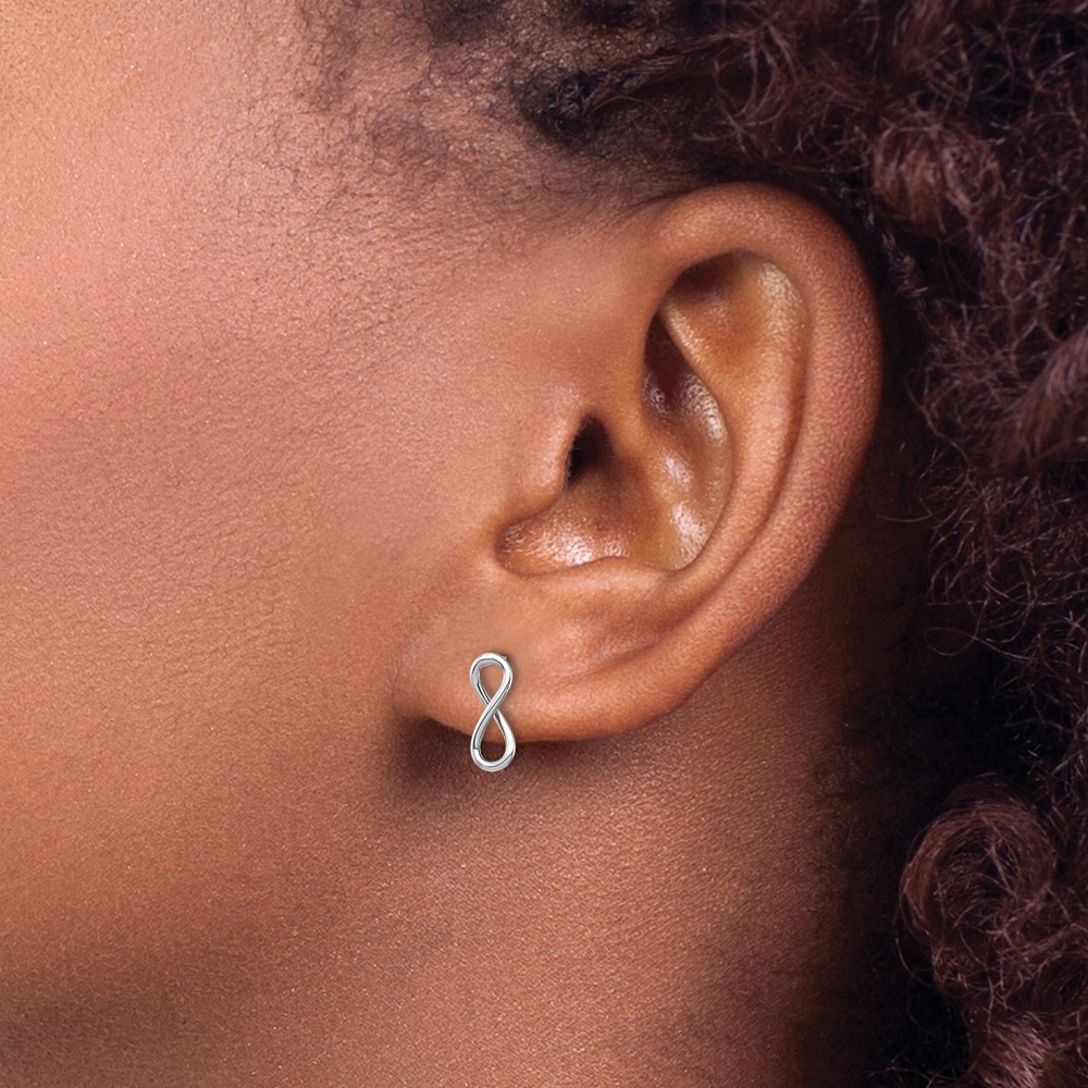 14K White Gold Polished Infinity Post Earrings - 2