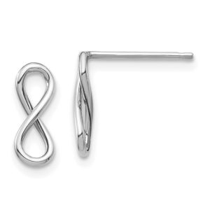 14K White Gold Polished Infinity Post Earrings - 0