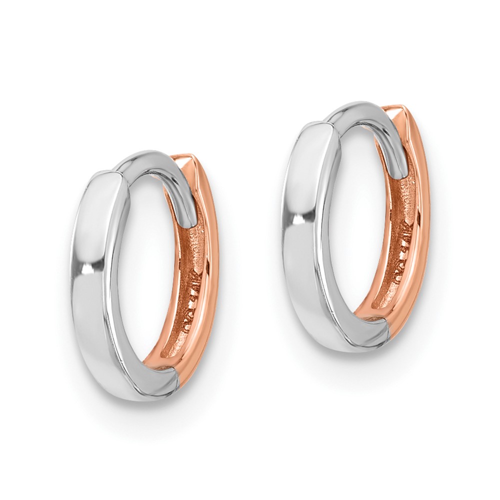 14k Two-tone Rose and White Gold 1.75mm Hinged Hoop Earrings - 1 14k Two-tone Rose and White Gold 1.75mm Hinged Hoop Earrings - 1