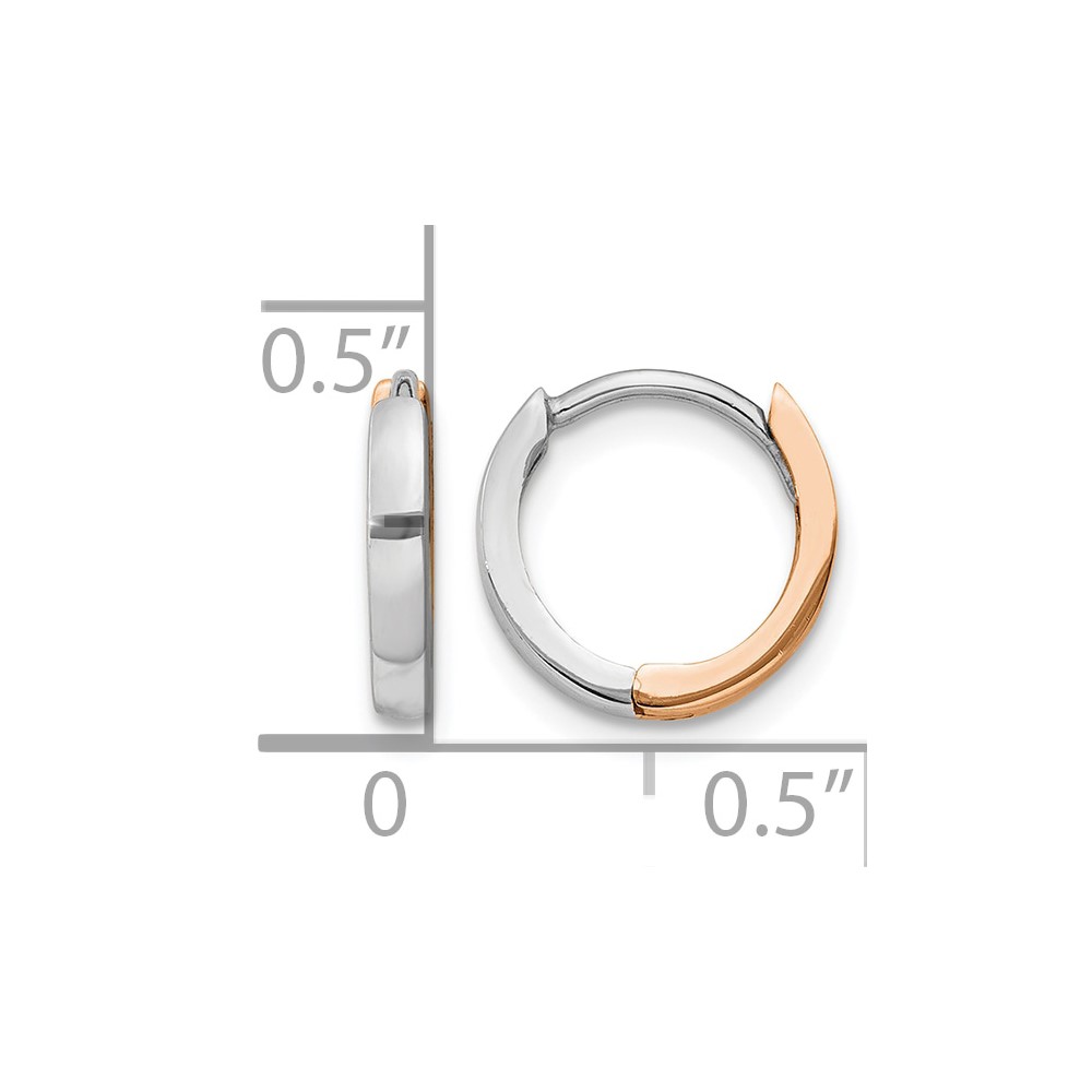 14k Two-tone Rose and White Gold 1.75mm Hinged Hoop Earrings - 3 14k Two-tone Rose and White Gold 1.75mm Hinged Hoop Earrings - 3