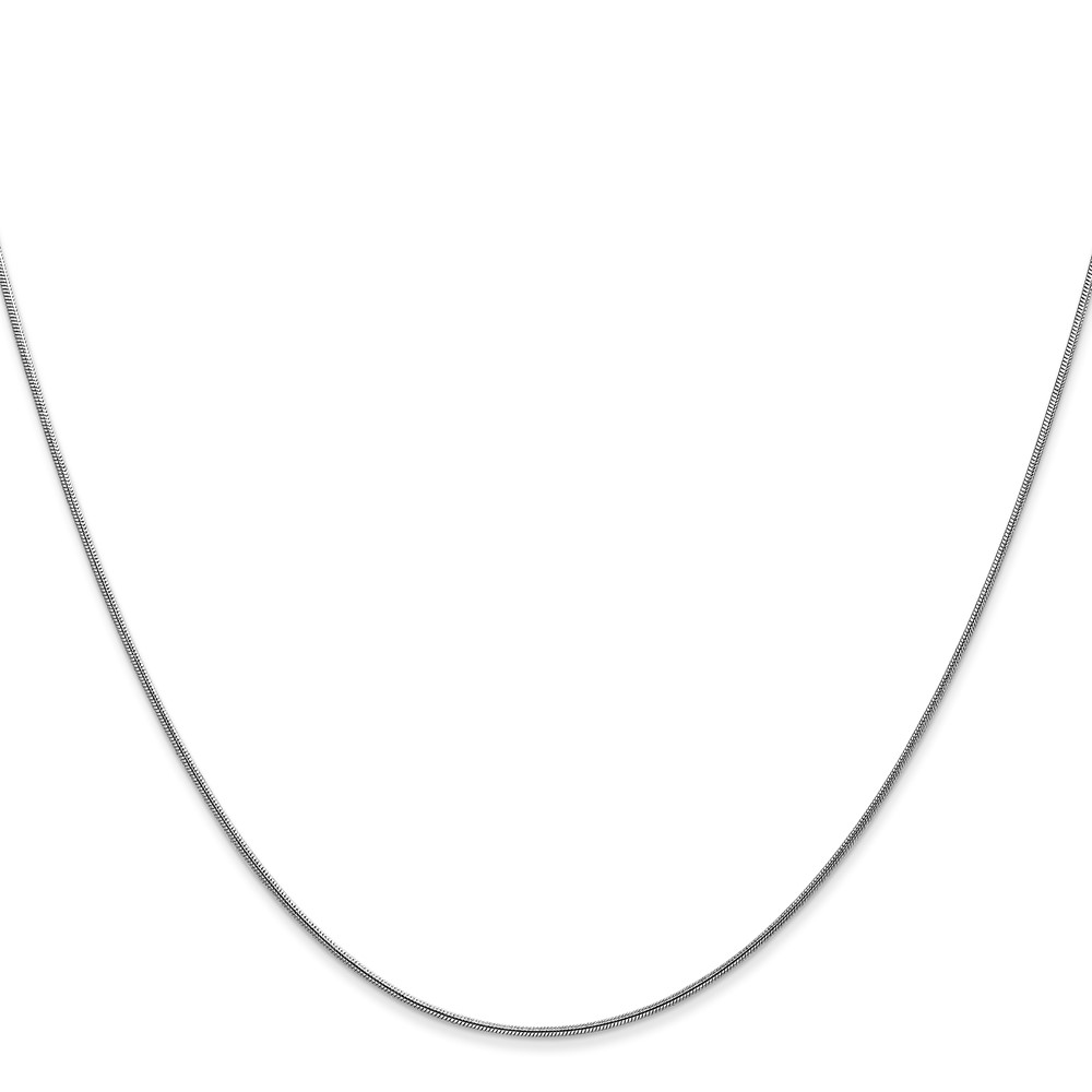 14K White Gold 18 inch .8mm Round Snake with Lobster Clasp Chain - 1