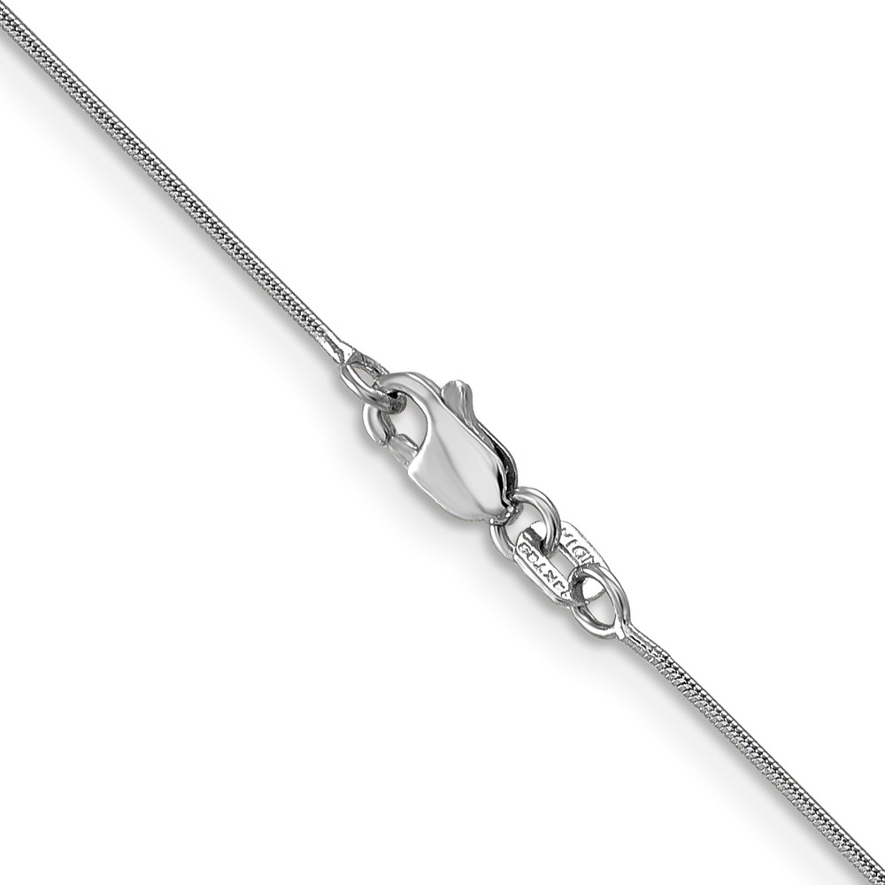 14K White Gold 18 inch .8mm Round Snake with Lobster Clasp Chain - 2