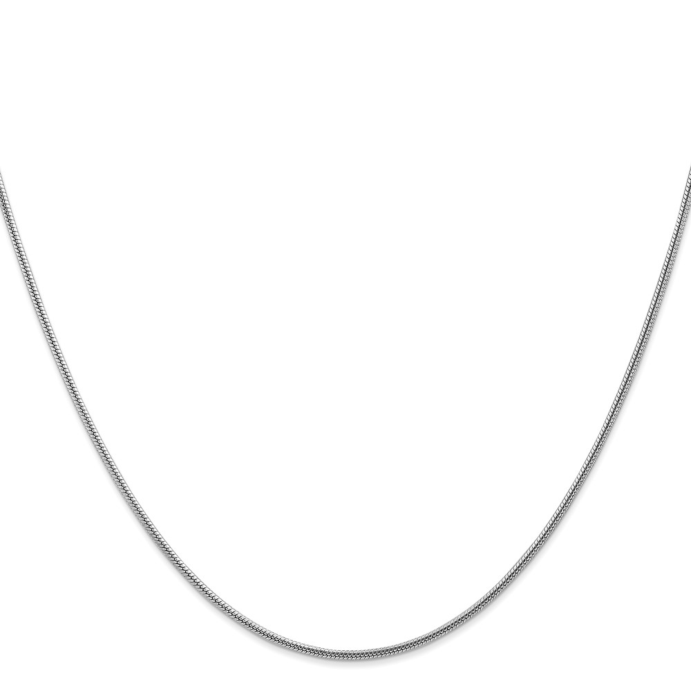 14K White Gold 30 inch 1.6mm Round Snake Lobster Clasp Chain - 1
