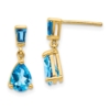 14k Pear/Baguette Blue Topaz Dangle Post Earrings - 0