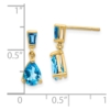 14k Pear/Baguette Blue Topaz Dangle Post Earrings - 3