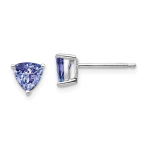 14k White Gold 5mm Trillion Tanzanite Post Earrings - 0