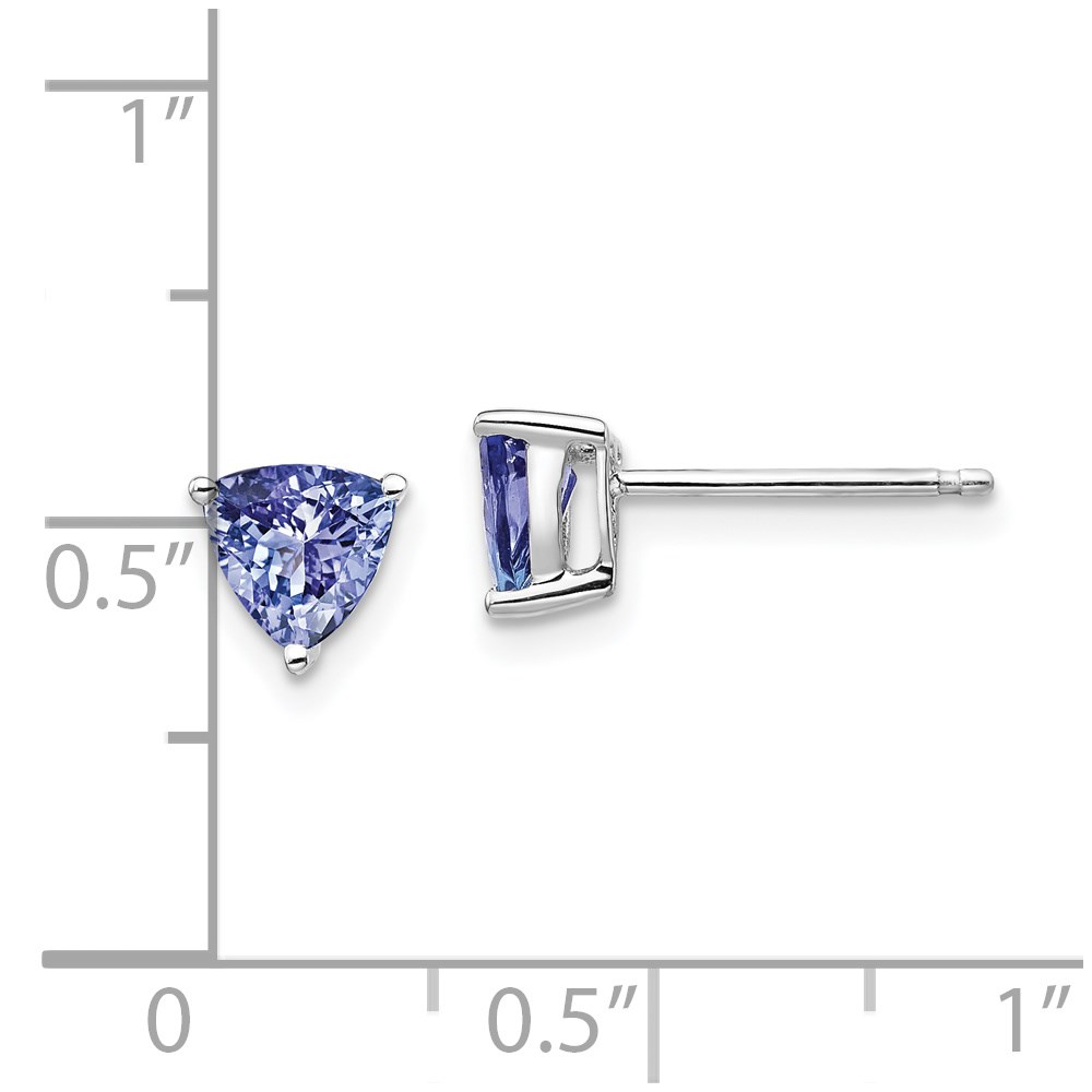 14k White Gold 5mm Trillion Tanzanite Post Earrings - 3