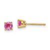 14k 4mm Round Pink Sapphire Post Earrings - 0