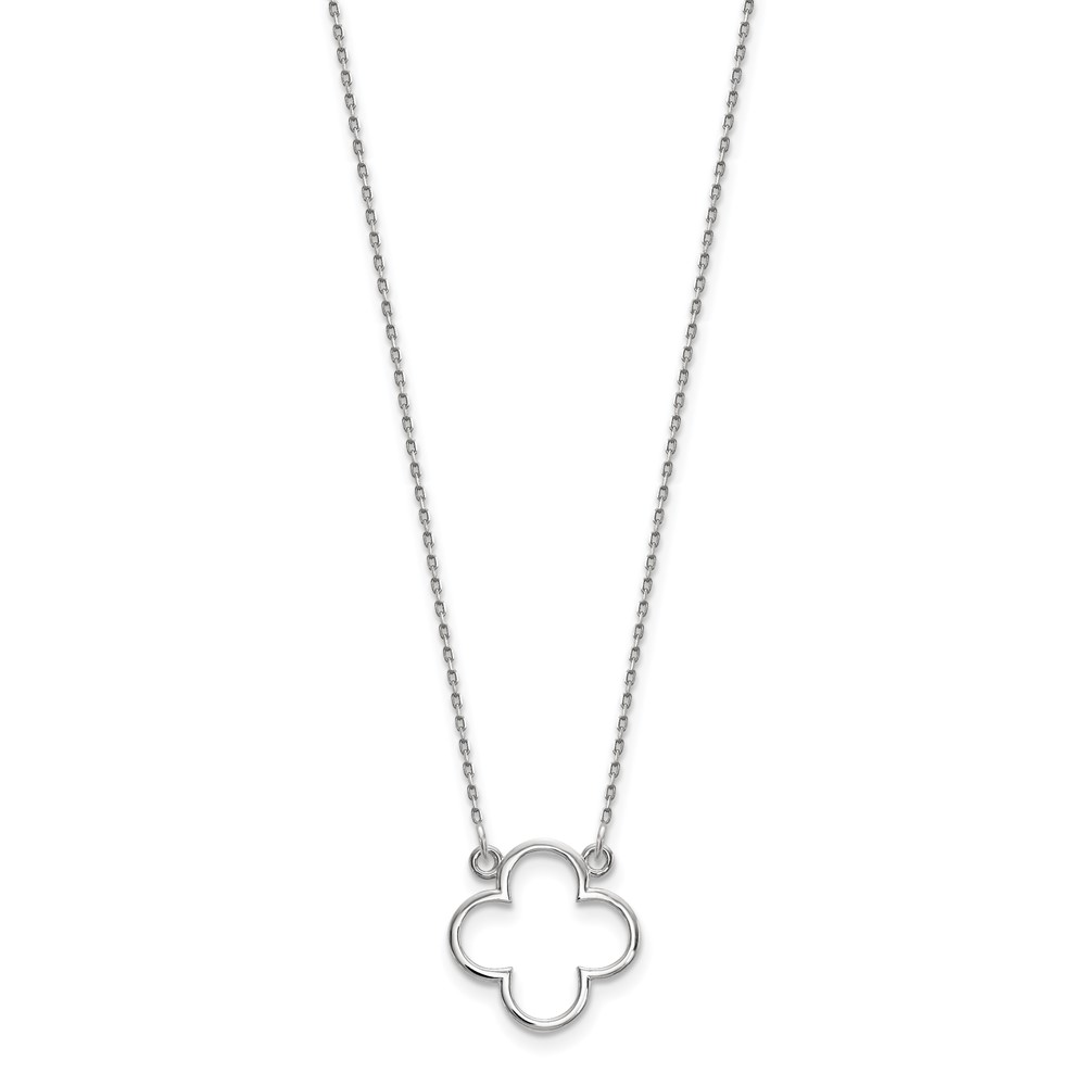 14k White Gold Polished Open Quatrefoil Design 18 inch Necklace - 1