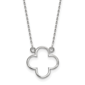 14k White Gold Polished Open Quatrefoil Design 18 inch Necklace - 0