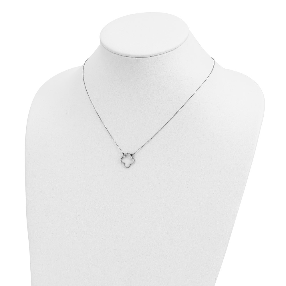 14k White Gold Polished Open Quatrefoil Design 18 inch Necklace - 2