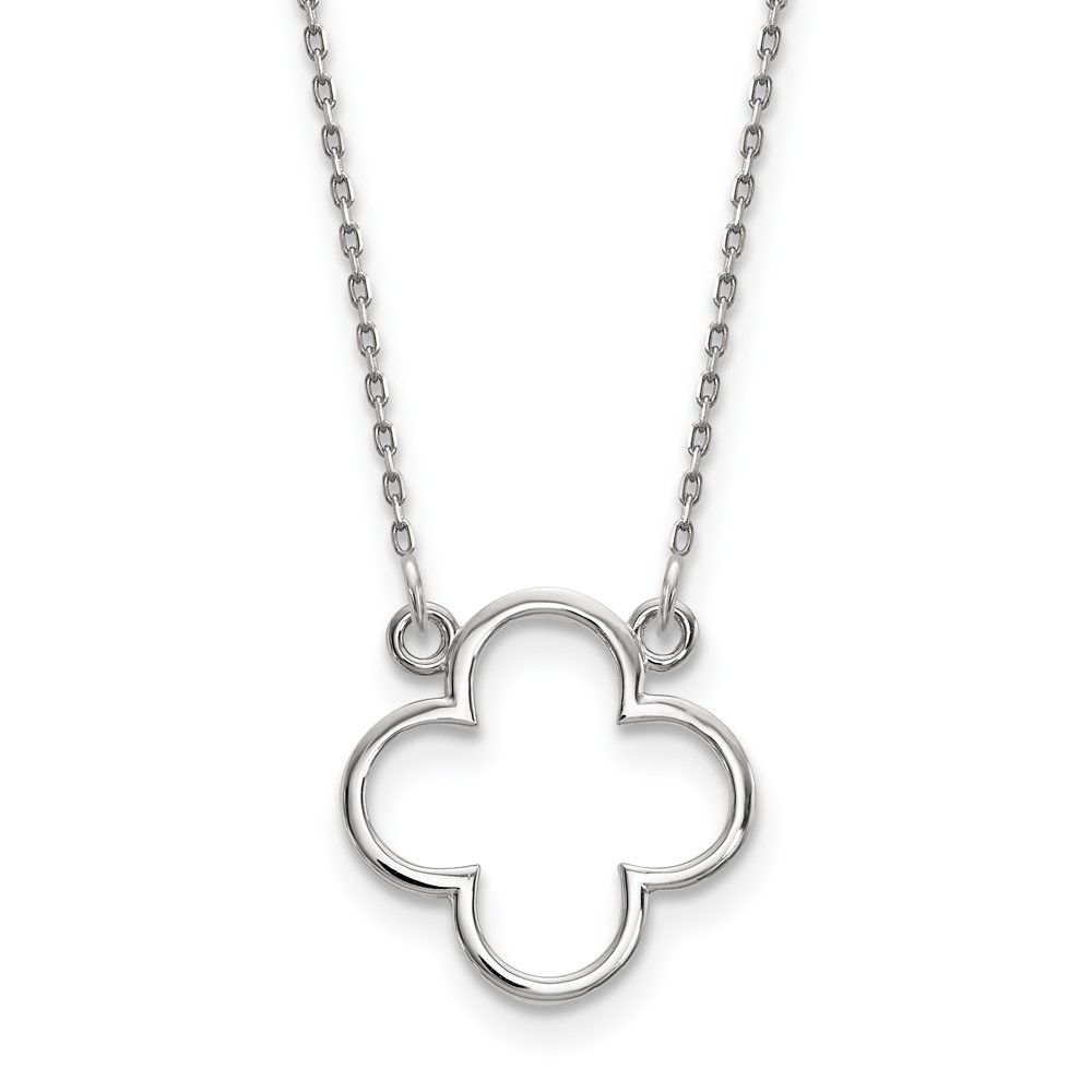 14k White Gold Polished Open Quatrefoil Design 18 inch Necklace - 0