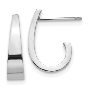 14k White Gold Polished J-Hoop Post Earrings - 0