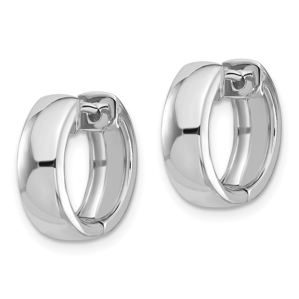 14k White Gold Round Hinged Hoop Earrings - 1 14k White Gold Round Hinged Hoop Earrings - 1
